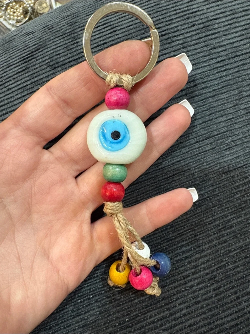 Handmade Evil Eye Bead Keychain — Multicolor Women Accessories